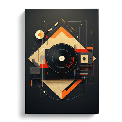 Vinyl Record Player Geometric No.2 - Wrapped Canvas Print
