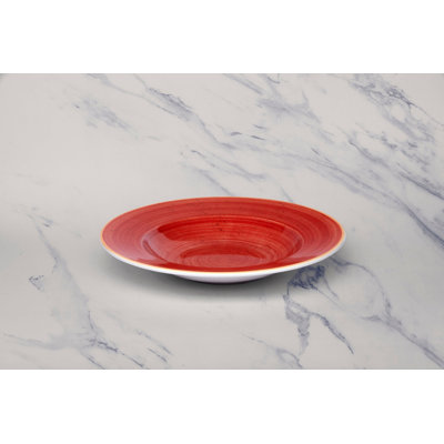 Assiette creuse en porcelaine de qualité supérieure Twister-Red | Assiette plate Prime | Va au micro-ondes et au lave-vaisselle