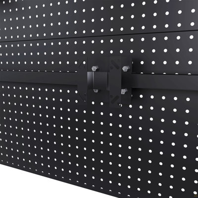 Clamp-On Desk Pegboard With Single Monitor Stand, 43X35 Inch Steel Peg Board Organizer With Hooks & Movable Panel