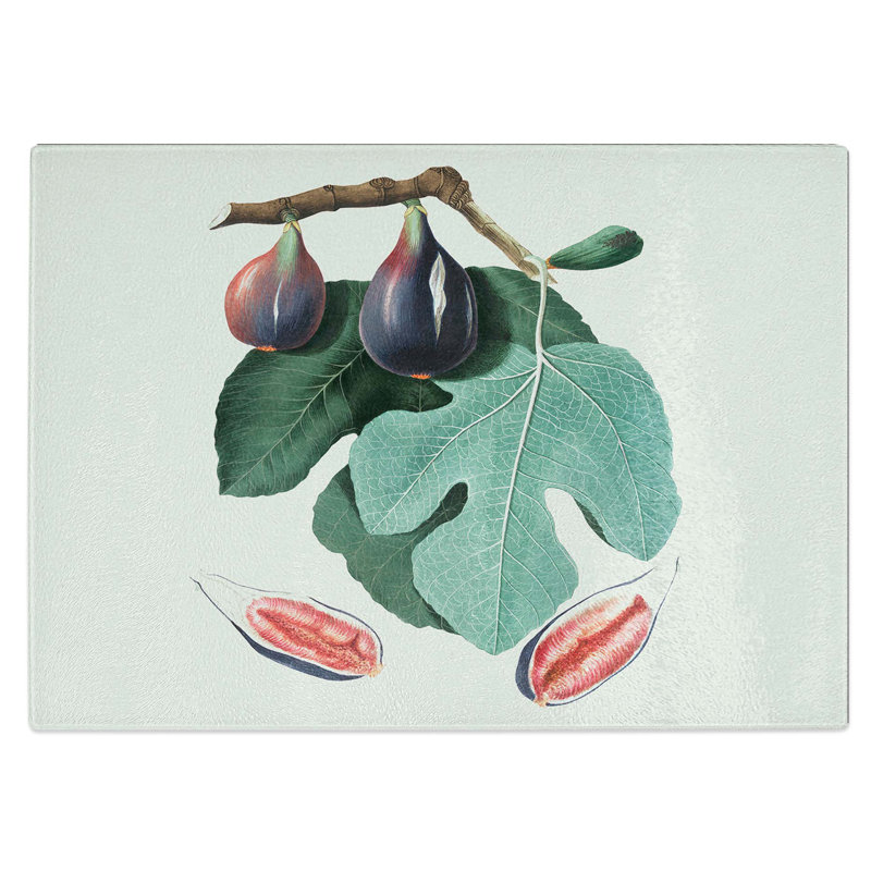 Tempered Glass Common Fig Tree Chopping Board, 28.5 cm W x 20 cm L