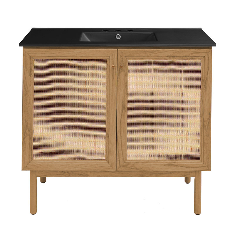 Meuble-lavabo classe 36, Chêne doré, Black, 8" Widespread