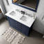 Bleu marine 48 po W Double meuble-lavabo avec surface en quartz blanc, miroir 46 po, système de tiroirs à fermeture douce, et grande capacité de rangement bleu, l, meuble-lavabo, plateau, solution