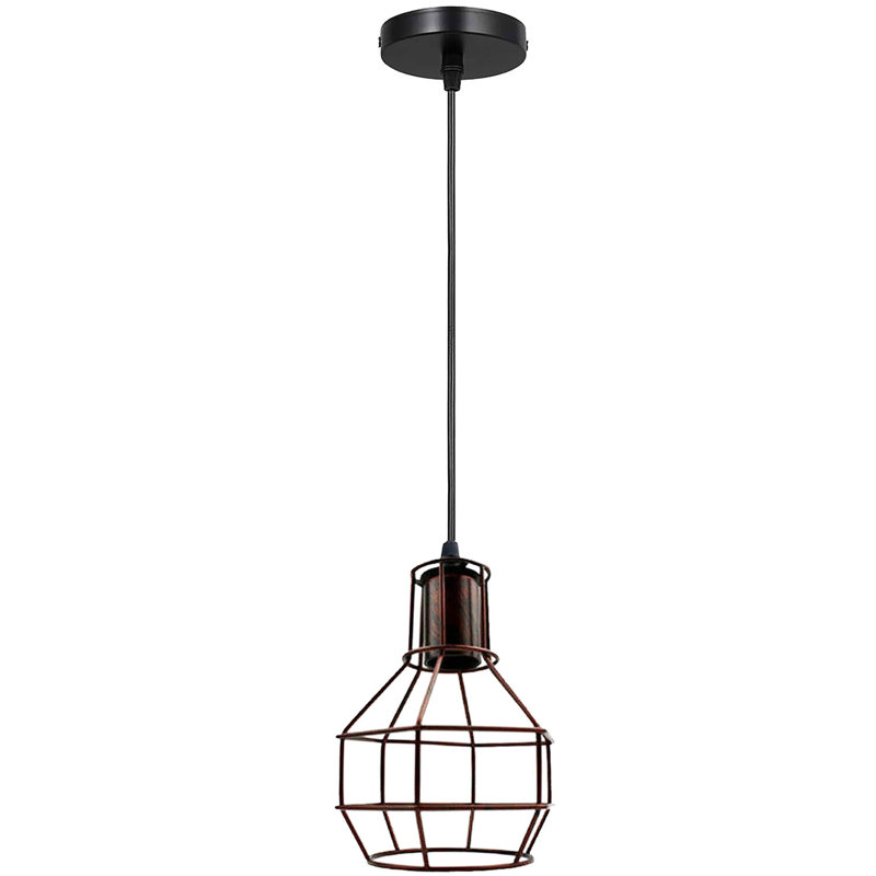 1 - Light Rustic Red Caged Pendant