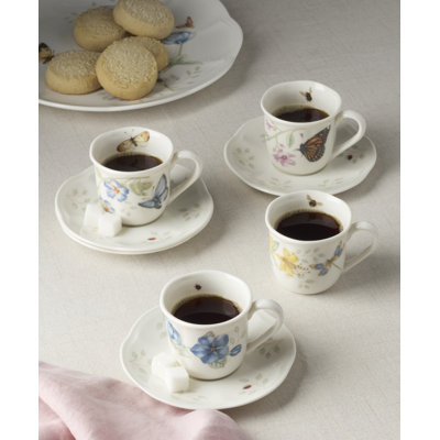 Lenox Butterfly Meadow Espresso Cup & Saucer, Set of 4