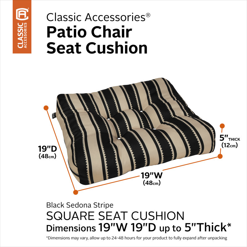 Coussin de siège de patio 19 po Bergholt W, Rayure noire Sedona