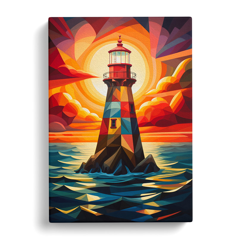 Lighthouse Geometric - No Frame Print, 76cm H x 50cm W x 3cm D