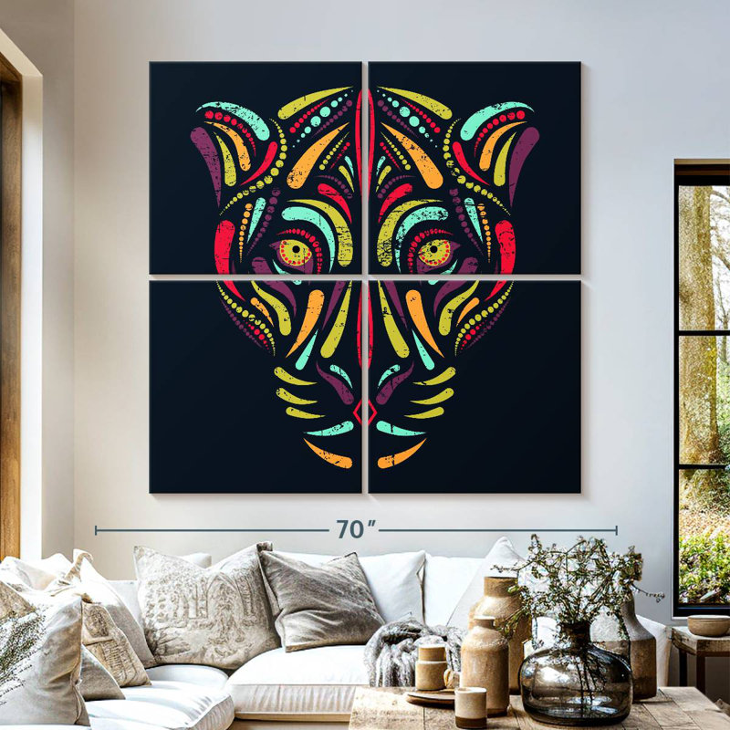 Brampt Jaguar Face Abstract, 57" H x 57" W