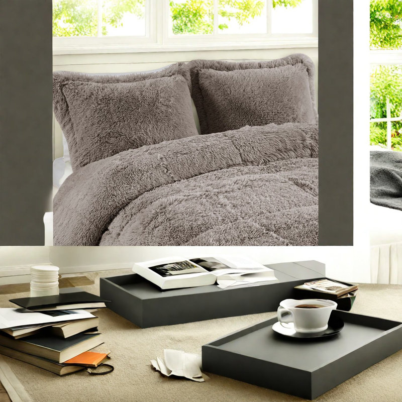 Ensembles de literie moelleux doux, fausse fourrure de polyester, confort de chambre moderne et confortable