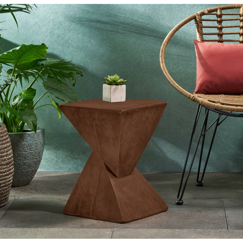 GEOMETRIC MGO SIDE TABLE,, Dark Brown Wood
