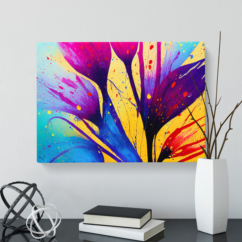 Flourishing Flower Splash Abstract - Wrapped Canvas, 35cm H x 50cm W x 3cm D