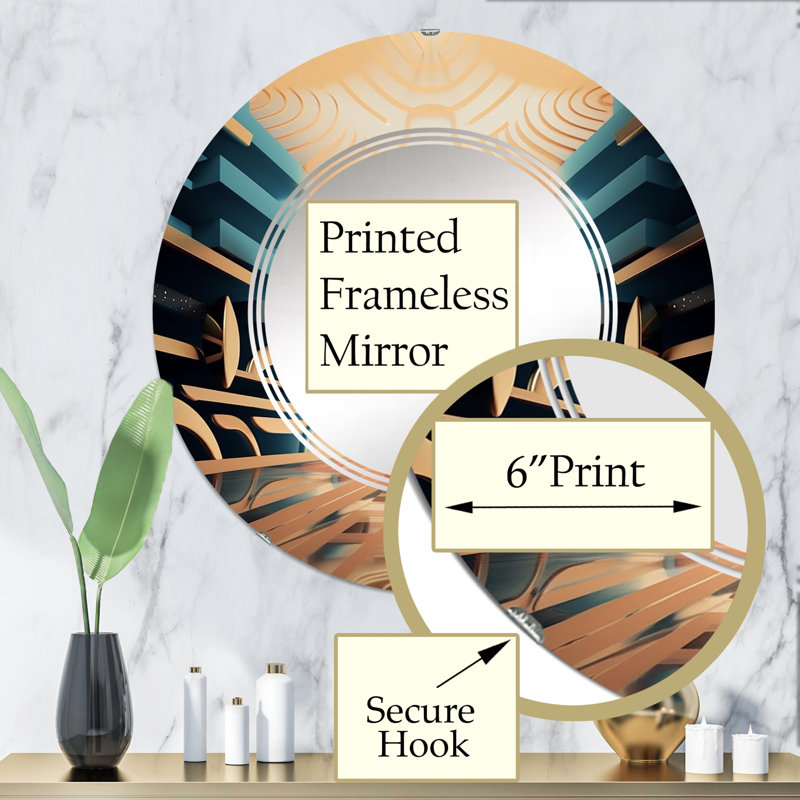 Armeria - Miroir mural moderne rond, 32 po x 32 po