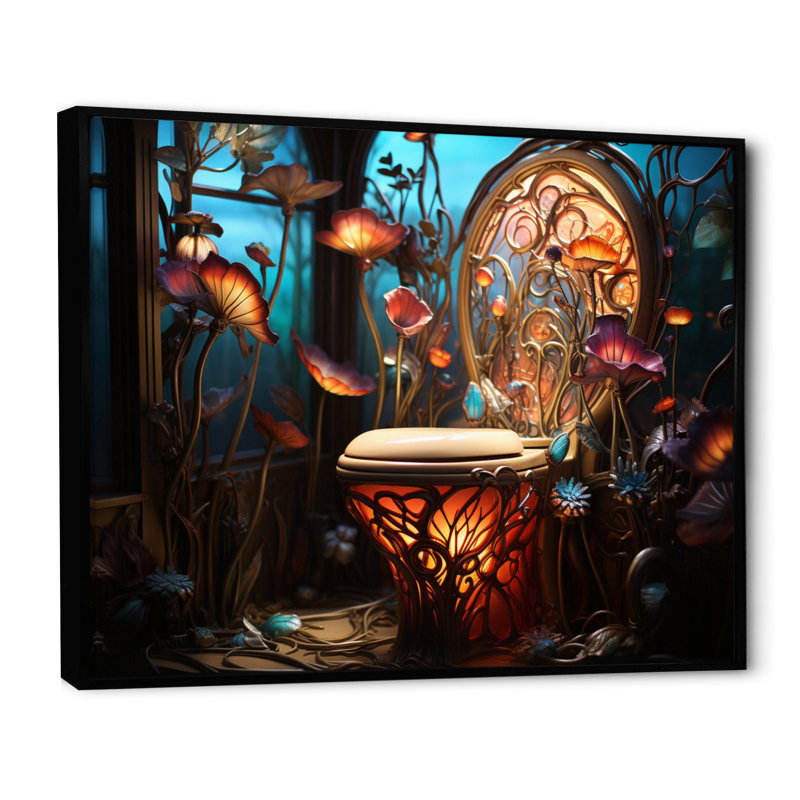 Impression sur toile pour salle de bain, Cadre flottant noir, H 34 po x l 44 po x P 1,5 po
