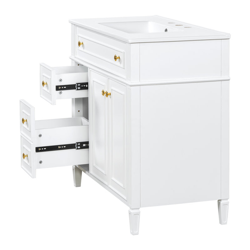 Meuble-lavabo de salle de bain avec lavabo, White