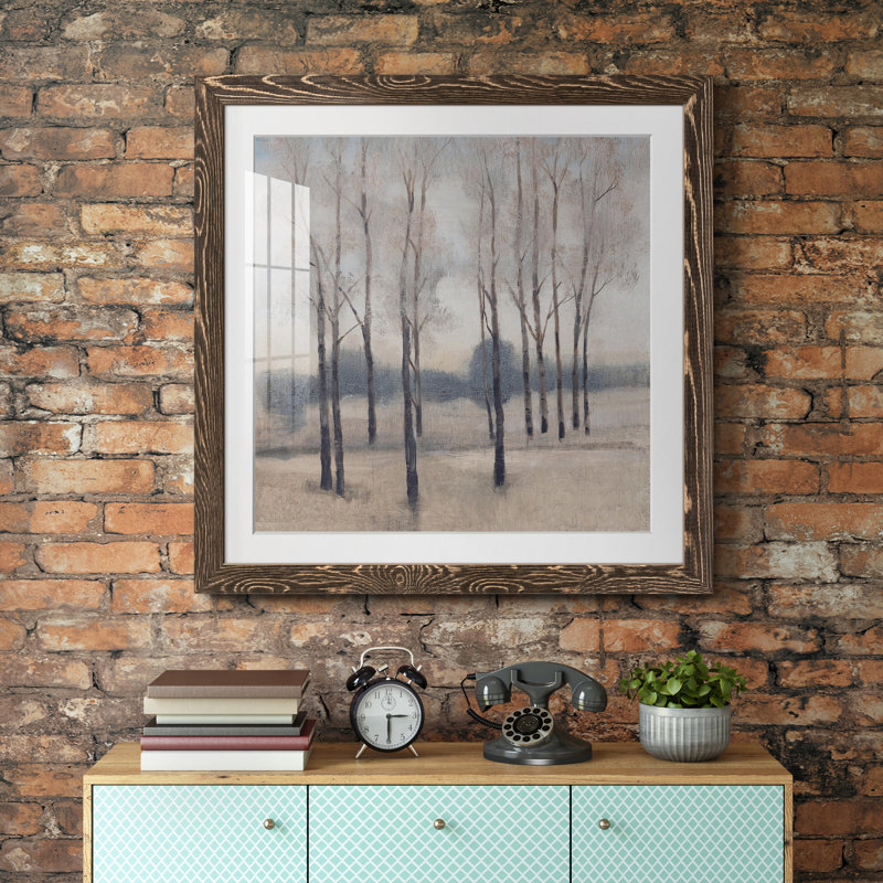 " Soft Light I ", Walnut Framed Paper, 22.5" H x 22.5" W x 1.5" D, White