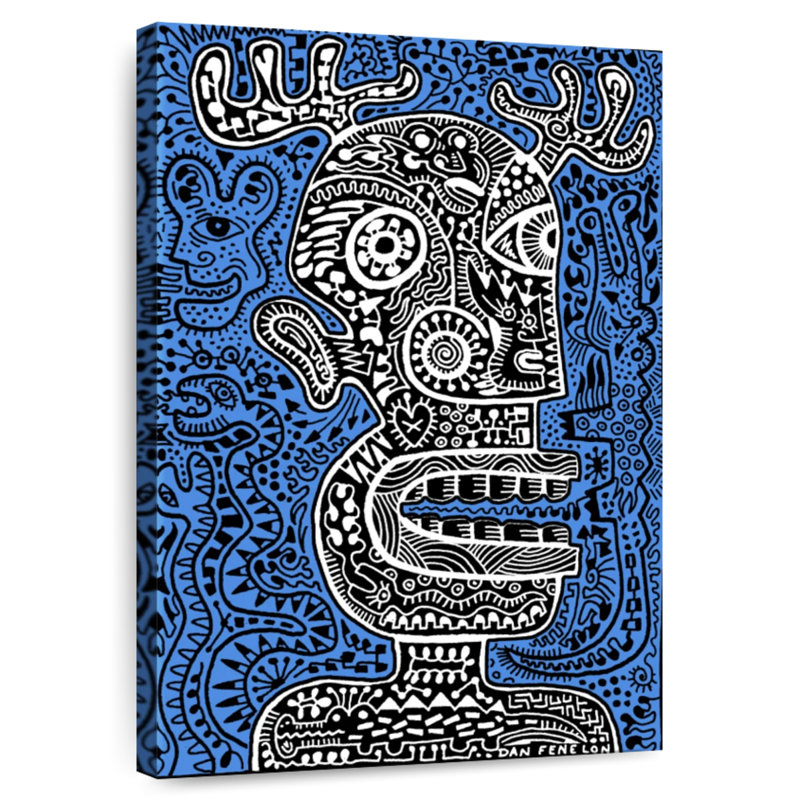 Leisha Tiki Head II - bleu, H 36 po x l 24 po