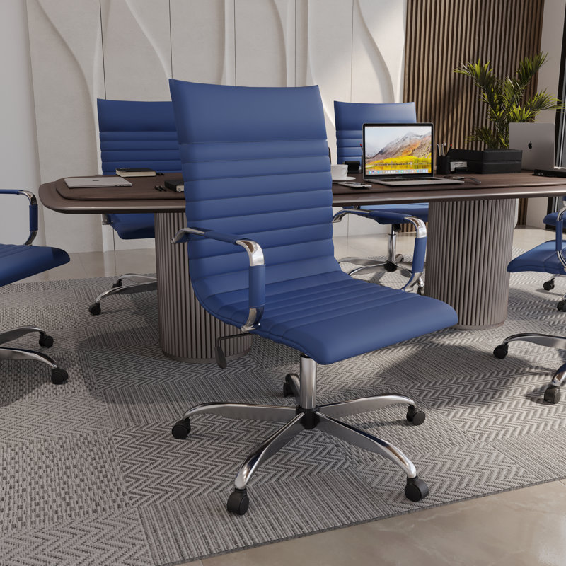 Fauteuil de conférence ergonomique Sorrells, Bleu marine