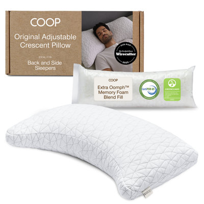 Coop Home Goods Original Cut-Out Adjustable Pillow, Queen Size Bed Pillows for Neck & Head Support, Memory Foam - Medium Firm for Side Sleeper