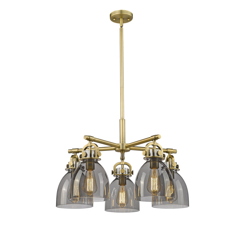 Lustre suspendu 5 lumières 7 po Avacyn, Laiton brossé, Plaqué couleur fumée