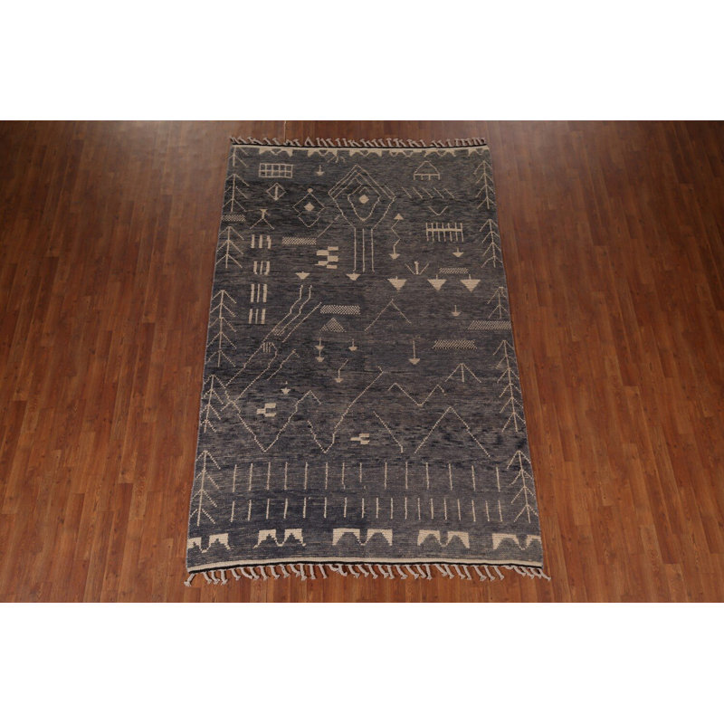 Tapis gris et bleu marocain 6 x 9