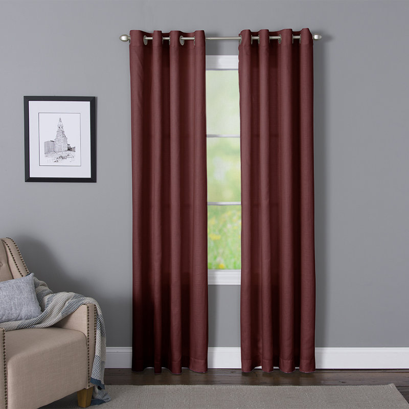 Wein Polyester / Cotton Light-Filtering Solid Color Curtain Panel with Grommet Top, 50" x 84", Brick