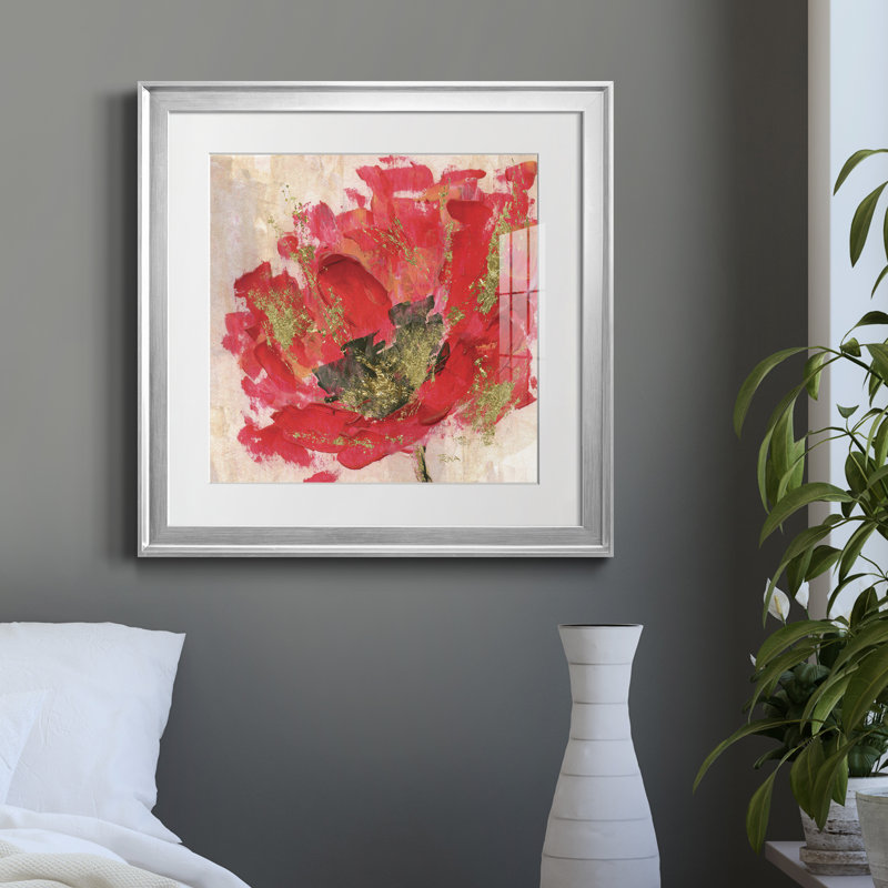 Infusion rouge II - Reproduction d'art sur papier encadré, H 26,5 po x l 26,5 po x P 1,5 po, Papier avec cadre argenté