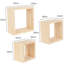 3 Pine Wall Cube Shelf Set, Natural