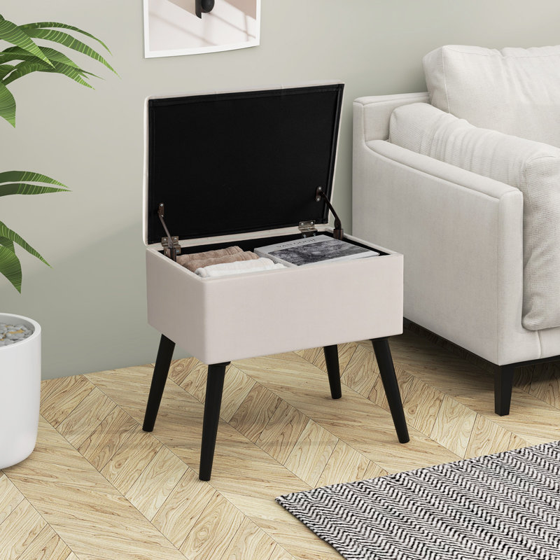 52cm Wide Tufted No Pattern Footstool Ottoman with Storage