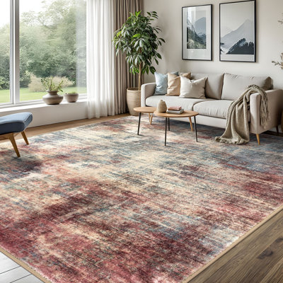 Machine Washable Rugs Abstract Non Slip Area Rugs for Living Room Bedroom