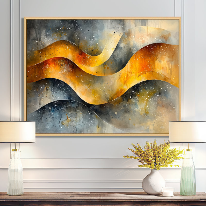 «Structured Waves Chaos In Motion II», art mural géométrique abstrait, H 30 po x l 40 po, Toile tendue, Ne s’applique pas