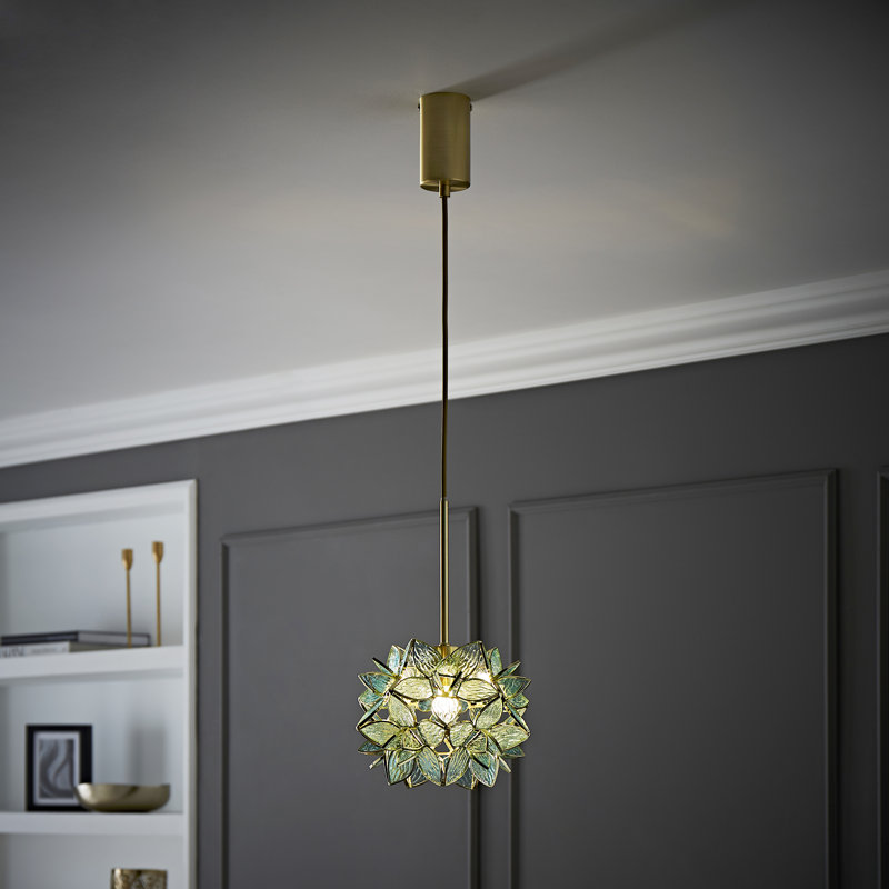 Allissia 1 - Light Brushed Gold Pendant, Green
