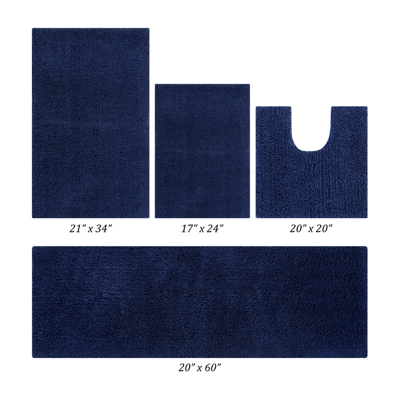 Ensemble de tapis de salle de bain 4 pièces Annaise, Bleu marine, Ensemble de 4 pièces (17 po x 24 po | 20 po x 20