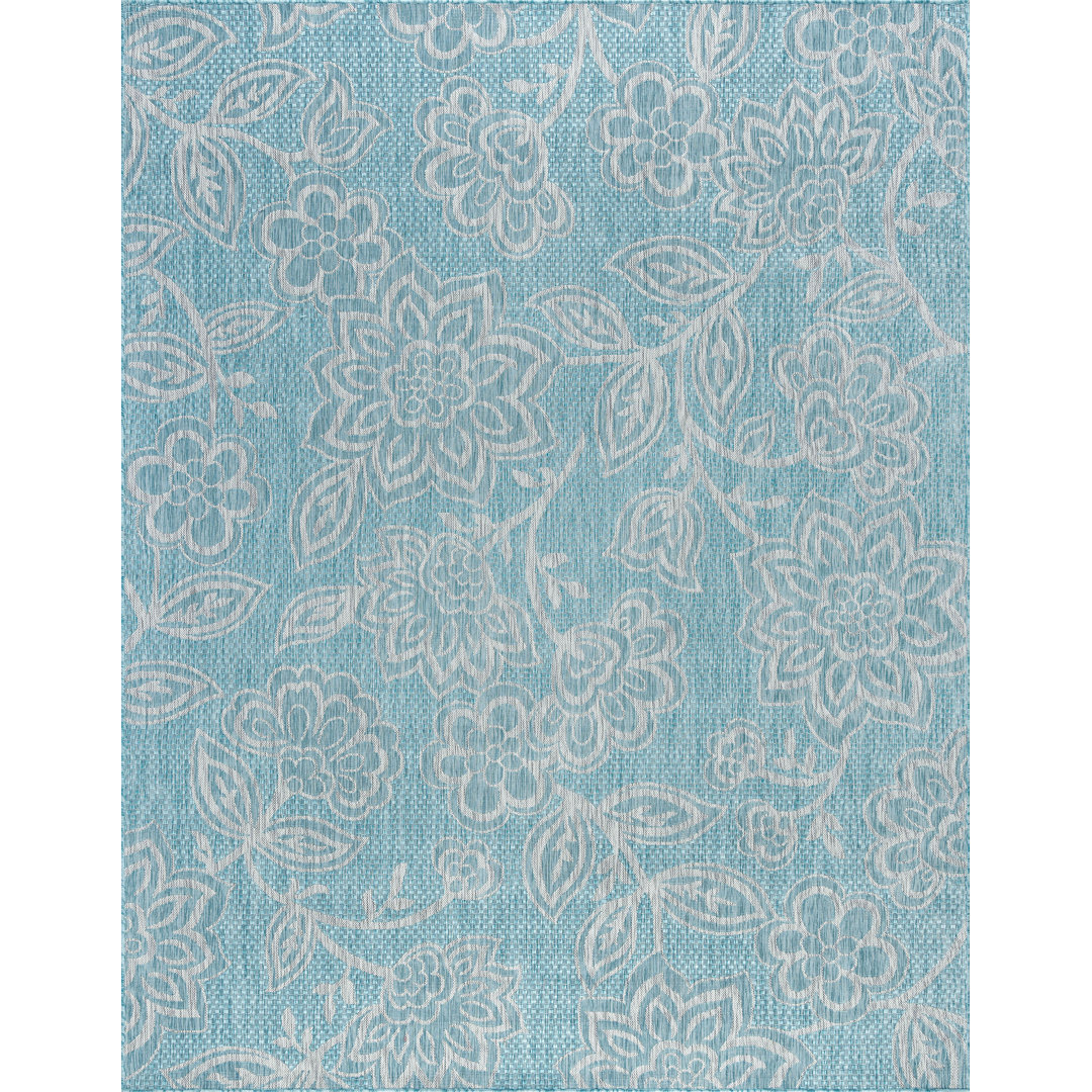 Elizabethtown Floral Flatweave Seafoam Area Rug Winston Porter Rug 