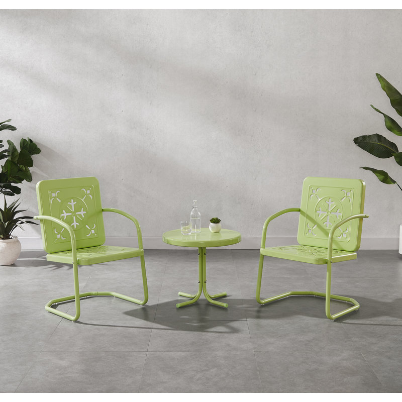 Ensemble de chaises d'extérieur rétro 3 pièces Dadi, Vert