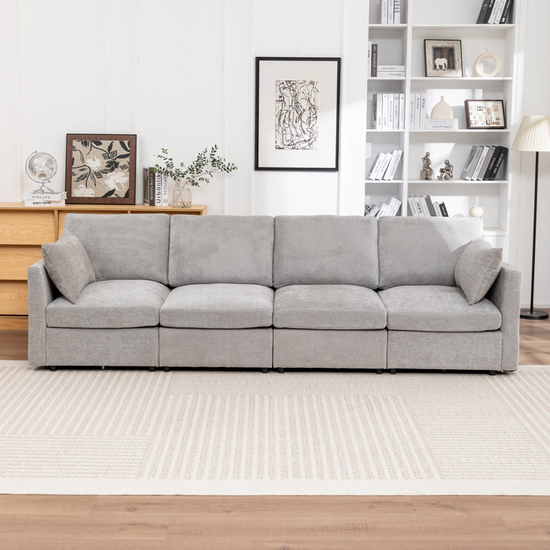 Canapé modulaire rembourré Wilroy, Gris, 4