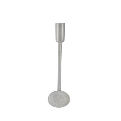 Porte-bougie en verre transparent H 11 po et diamètre 3,5 po