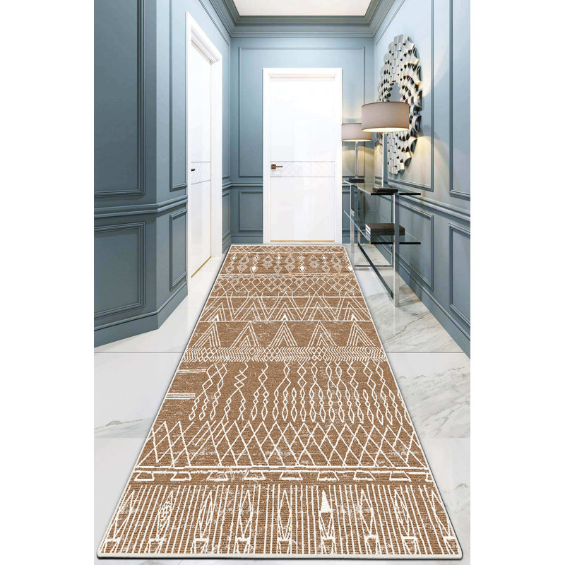 Washable Geometric Indoor Rug, Runner 3'3" x 9'10"