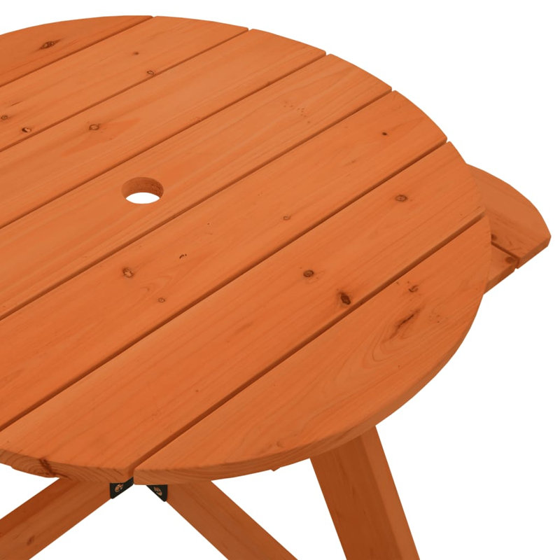 Hedvig Kids Solid Wood Round and Chair Set, Dark Brown