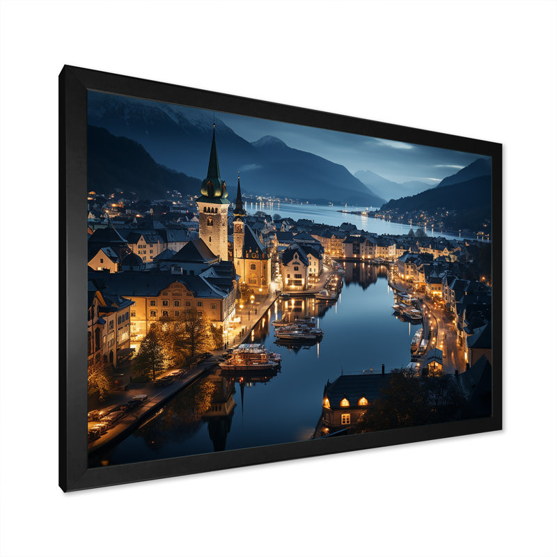 Faux de l'Allemagne, Allemagne, Alesund, art mural, Cadre d'angle fermé noir, H 16 po x l 32 po x P 1 po