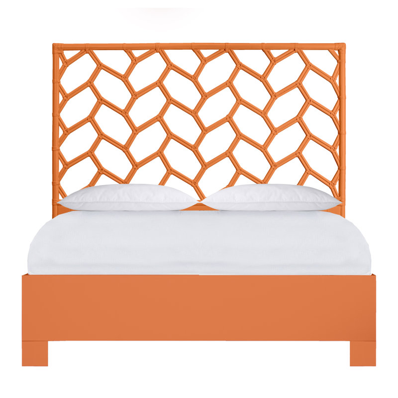 Silas King Platform Bed, Light Blue, Queen, Citrus Orange