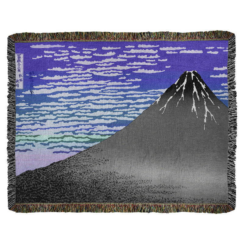 Katsushika Hokusai Hand Woven Throw Blanket, Blue/Purple