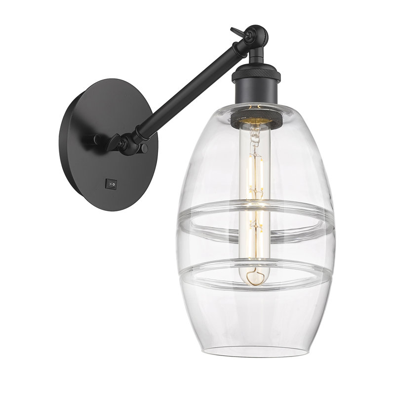 Dundrod Steel Armed Sconce, Clear, Matte Black