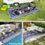 Tapis d'extérieur réversible pour patio et camping, 9 pi x 18 pi, patchwork losange bleu blanc, polypropylène avec sites de revêtement protecteur
