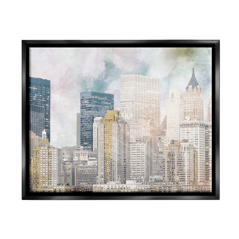 «Layered Pastel Cityscape Buildings City Skyline Architecture» par Marcus Prime - impression, H 17 po x l 21 po x P 1,5 po