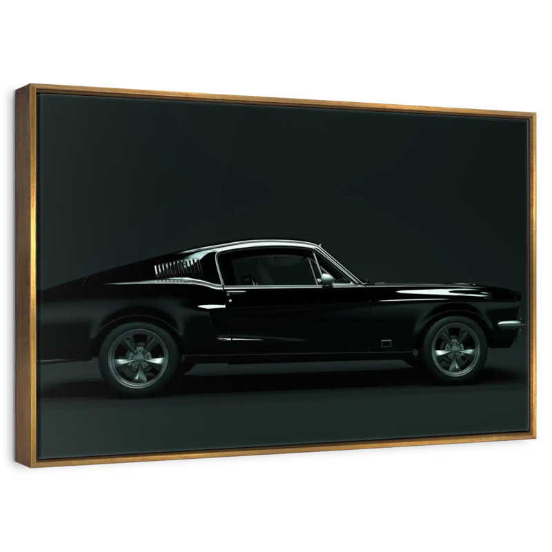 Voiture rétro élégante, Cadre flottant doré, 37 po x 25 po