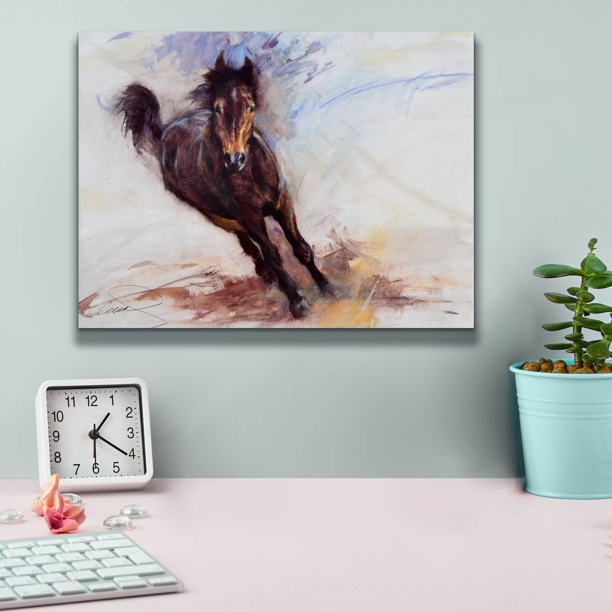 Union Rustic Ajaycia Horse Having Fun On Canvas By Robert Campbell 