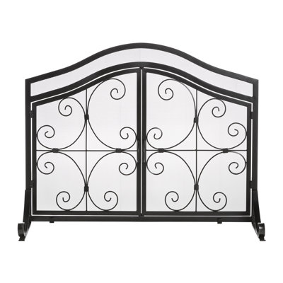 Small Crest Fireplace Screen With Doors