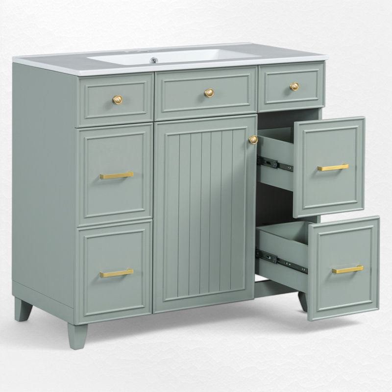 Ensemble de meuble-lavabo simple 36 po, Vert