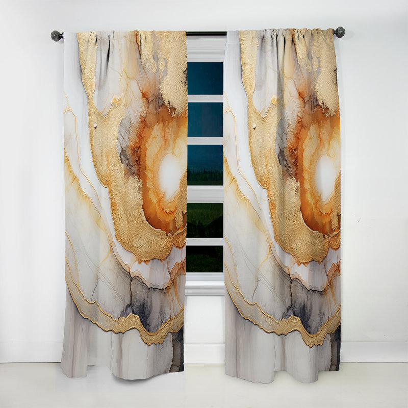 Tersk Beige And Orange Minimalism Stone Geode I - Traditional Curtain - Velvet Room Darkening - 1 panel, 52" W x 108" L