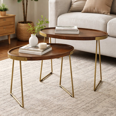 Atelier Nesting Accent Table - Honey Brown & Warm Gold - Set of 2