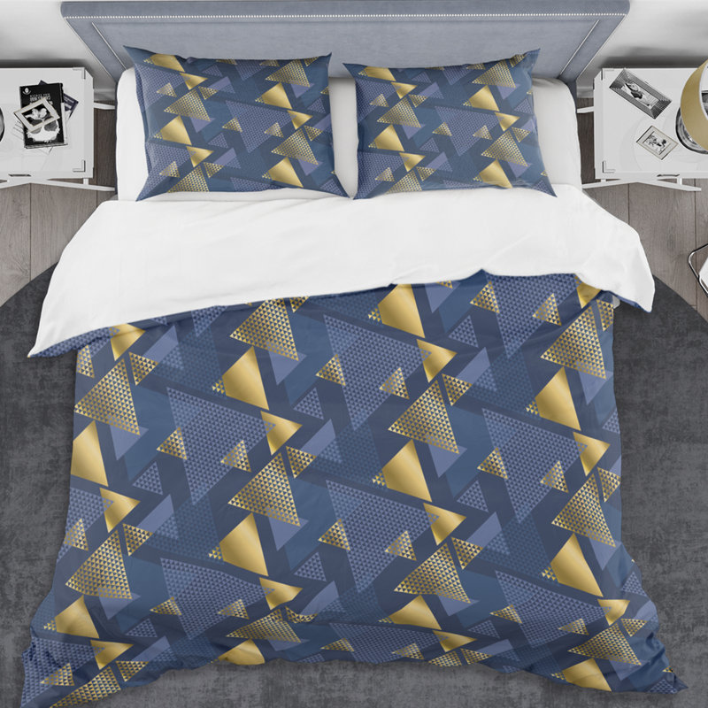 Ensemble de housse de couette de luxe mid-century à l’onde rétro, Twin Duvet Cover + 2 Shams